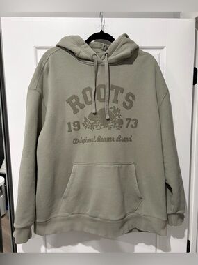 Roots Woman’s Sage Green Logo Pullover Hoodie
